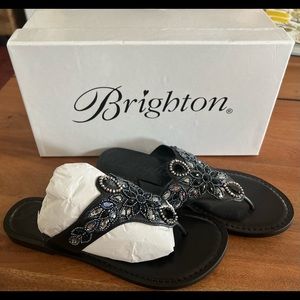 Brighton Sz 7M ANJU Black Beaded Thong. New never worn